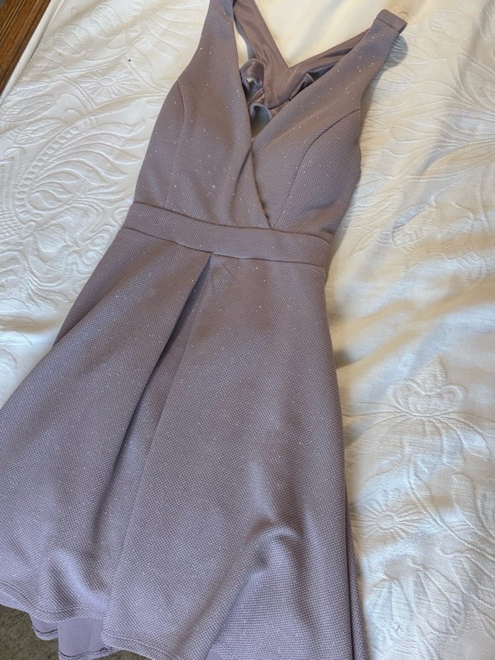 Purple sparkly mini dress with subtle glitter